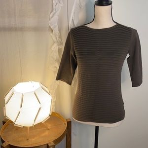 Armani Collezioni Brown Pleated 3/4‎ Sleeve Sweater Size 10